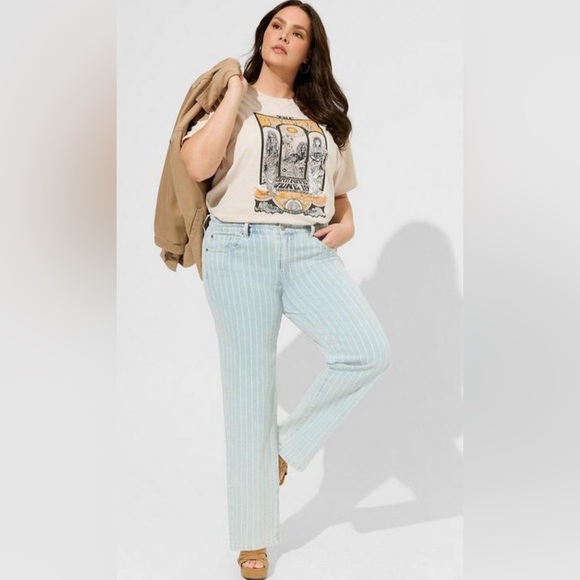 torrid Denim - Torrid light wash pin striped wide leg plus size jeans nwot